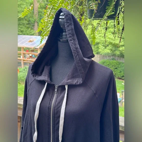 Electric & Rose cozy Sweatshirt Full Zip Hooded Dress Women 1X Black Pockets - Picture 2 of 6